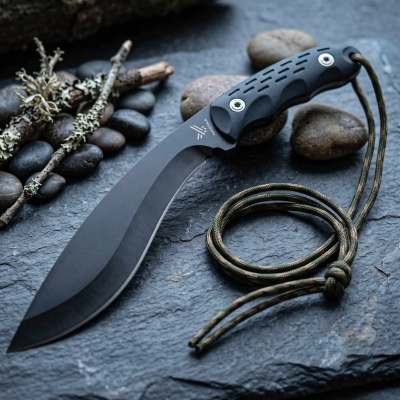 Maczeta Kukri taktyczna z grawerem - nylonowa rękojeść i paracord