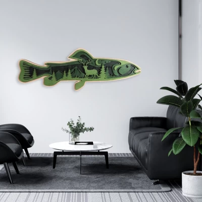 Ryba z lasem Warstwowy obraz 3D