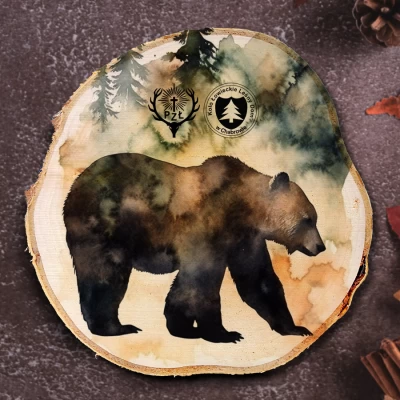 Niedźwiedź 4 Obraz myśliwski na plastrze brzozy