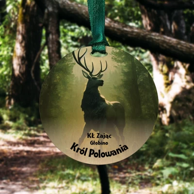Król Polowania Medal drewniany Jeleń w lesie
