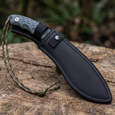 Maczeta Kukri taktyczna z grawerem - nylonowa rękojeść i paracord