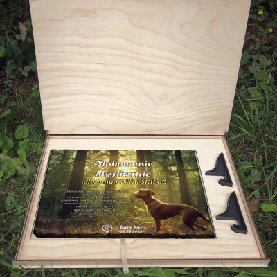 Etui drewniane myśliwskie do ekskluzywnego kamienia Myśliwski pies w lesie