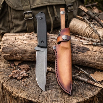 Nóż survivalowy Ultra Outdoor Za-Pas z grawerem w skórzanej pochwie
